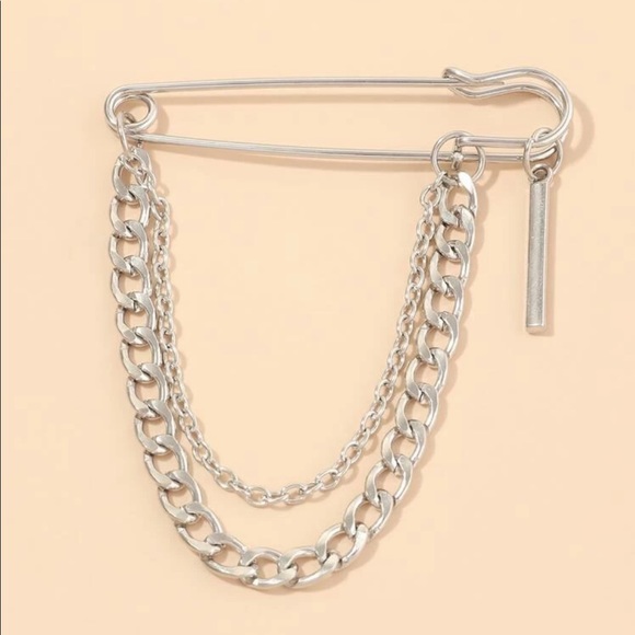 Safety Pin Chain Brooch - Picture 2 of 4